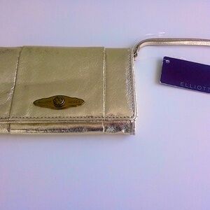 Elliott Lucca NWT Beige/Gold Leather Wallet